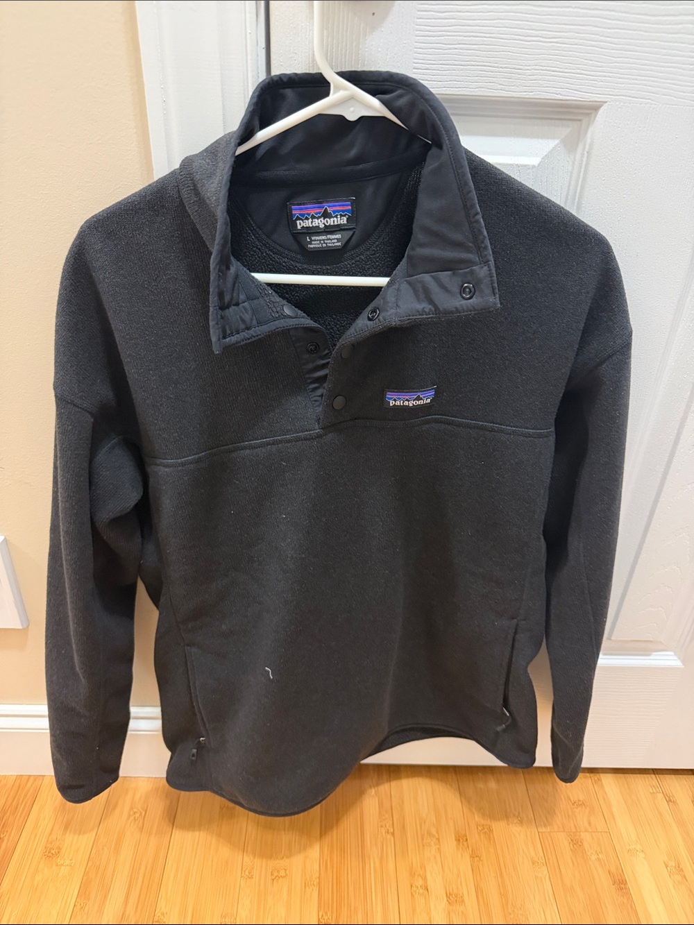 Patagonia Black Snap-Neck Fleece Pullover Jacket. Euc.